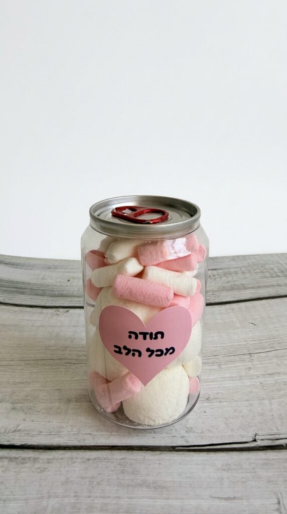 מתנת תודה לגננת לירון רופא פחיות ממותגות